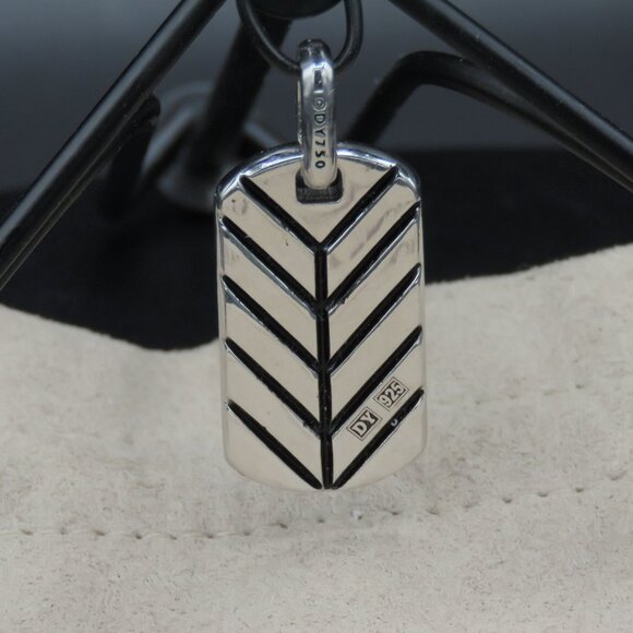 David Yurman Unisex 27mm Streamline Rainbow Dog Tag Pendant w/ 22" DY chain - Picture 3 of 12